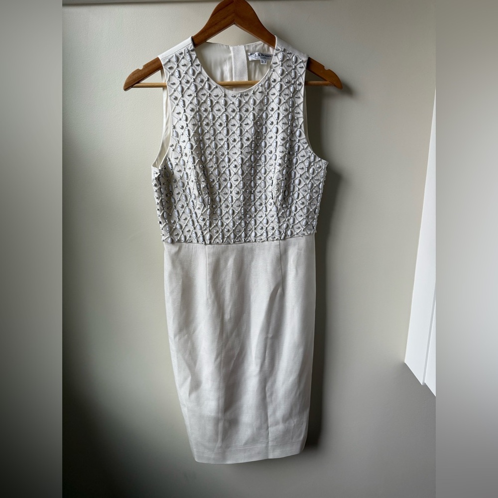 LK Bennett Cream and Gray Patterned Midi Dress